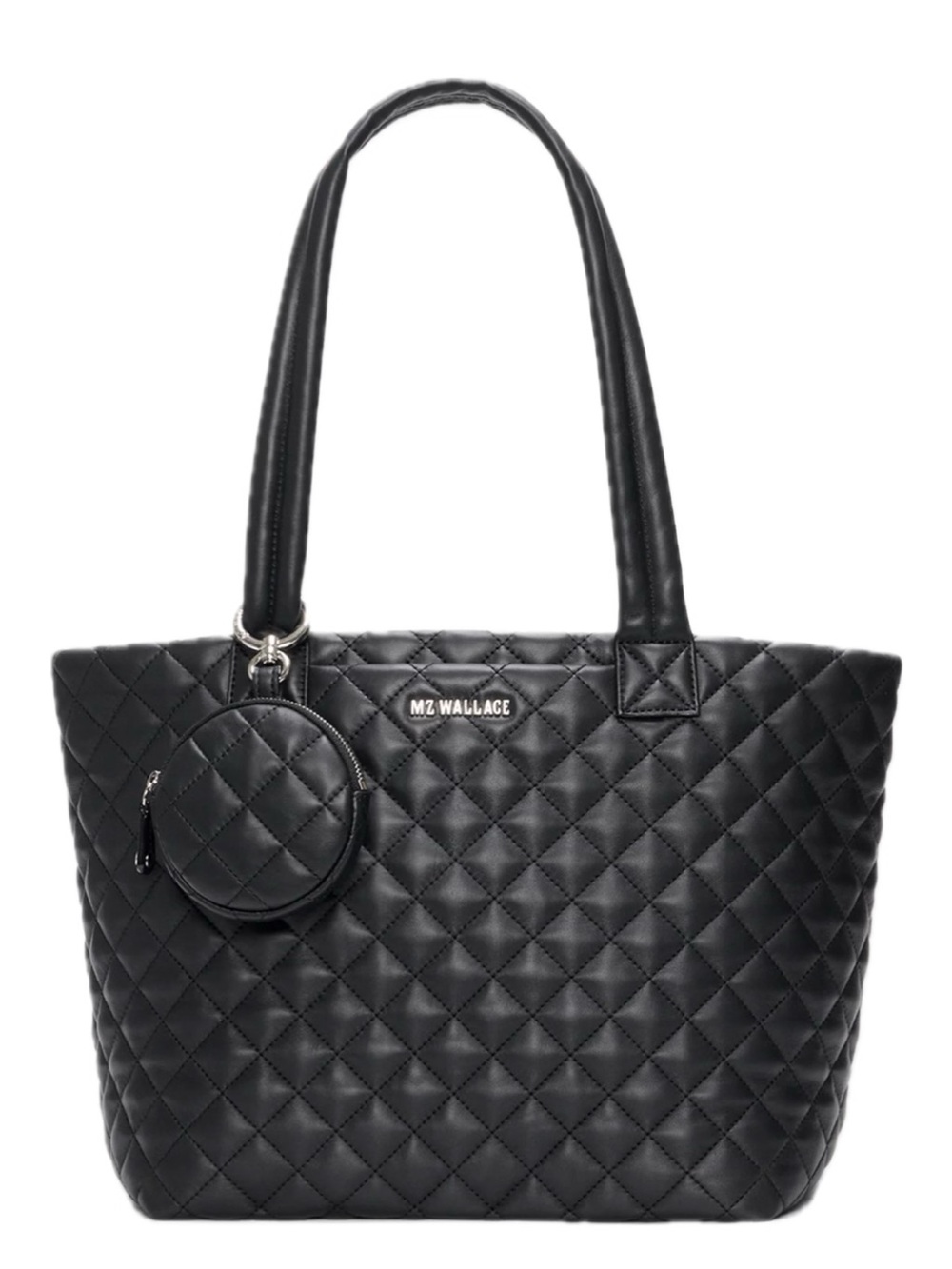 MZ Wallace Black Quilted Leather Small Metro Tote with Long Handle, EUC